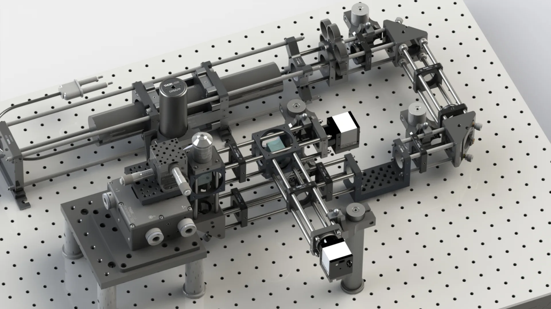 光学実験装置の精密3Dモデリングとレンダリング